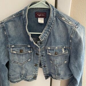 Angel Kiss Cropped Jean Jacket Sz Large
